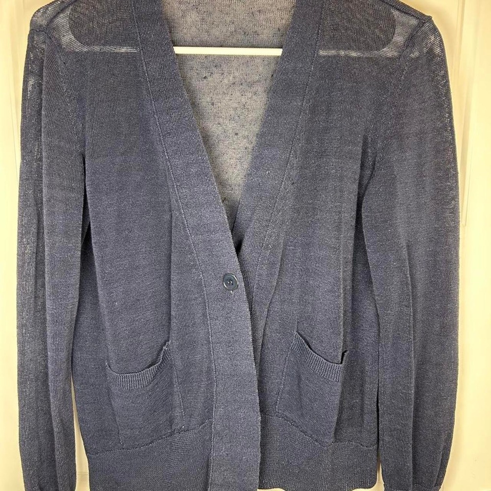 Elliott Lauren Navy Loose-Gauge Mesh Cardigan